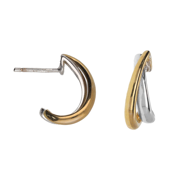 Crossover 9ct Yellow and White Gold Hoop Earrings