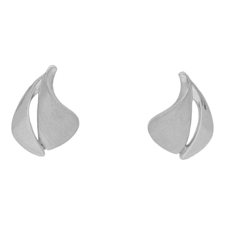 Split Sail 9ct White Gold Stud Earrings