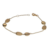 Satin and Polished 9ct Yellow Gold Pebble Bracelet