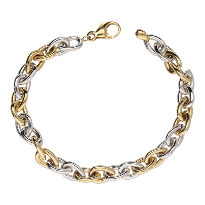 Teardrop Link 9ct Yellow and White Gold Bracelet