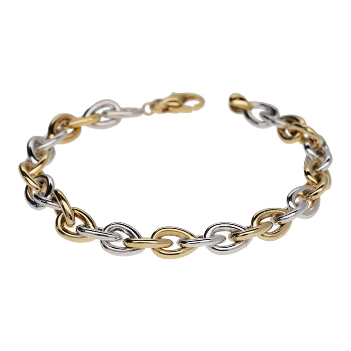 Teardrop Link 9ct Yellow and White Gold Bracelet - Michael Jones Jeweller