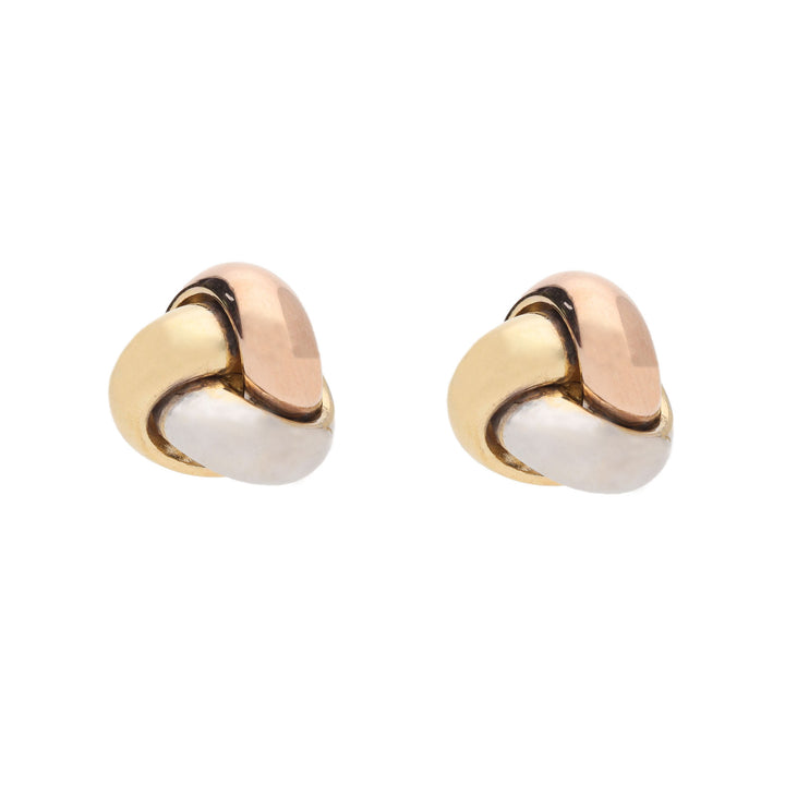 Strand Knot 9ct Yellow, White and Rose Gold Stud Earrings - Michael Jones Jeweller