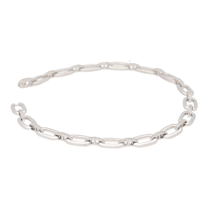 Diamond Link 9ct White Gold Bracelet - Michael Jones Jeweller