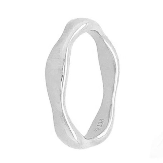 9ct White Gold Wave Ring