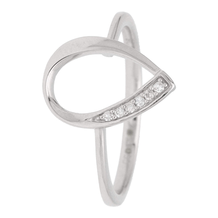 Diamond Open Pear Shaped 9ct White Gold Ring - Michael Jones Jeweller