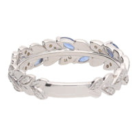 Sapphire and Diamond 9ct White Gold Leaf Ring - Michael Jones Jeweller