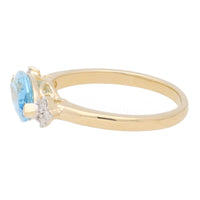 Blue Topaz Marquise and Diamond 9ct Yellow Gold Ring