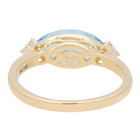Blue Topaz Marquise and Diamond 9ct Yellow Gold Ring