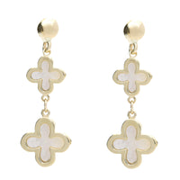 Mother Of Pearl 9ct Yellow Gold Flower Drops - Michael Jones Jeweller