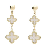 Mother Of Pearl 9ct Yellow Gold Flower Drops