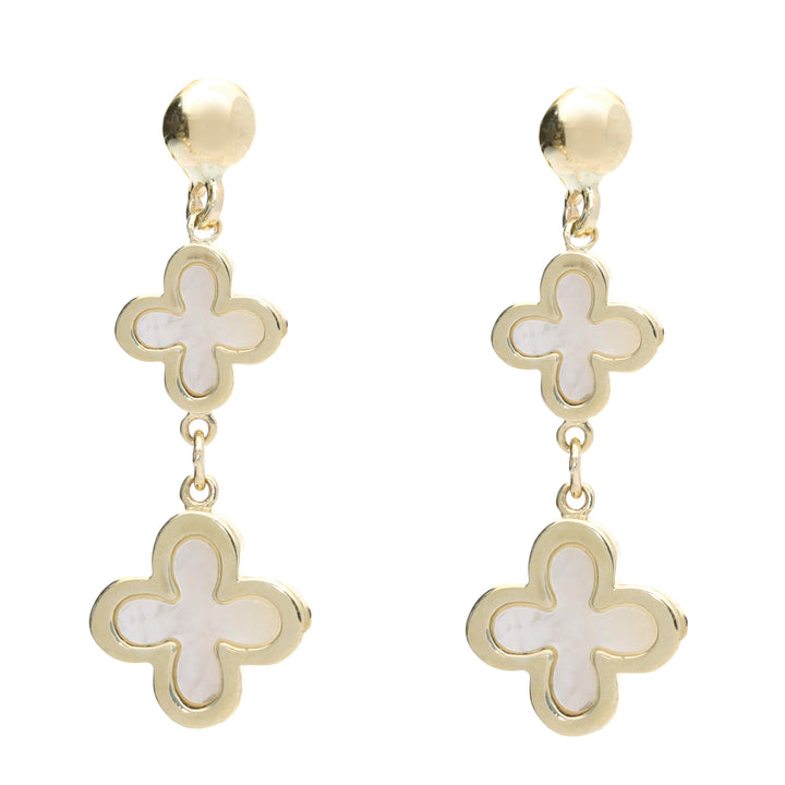 Mother Of Pearl 9ct Yellow Gold Flower Drops - Michael Jones Jeweller