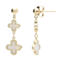 Mother Of Pearl 9ct Yellow Gold Flower Drops