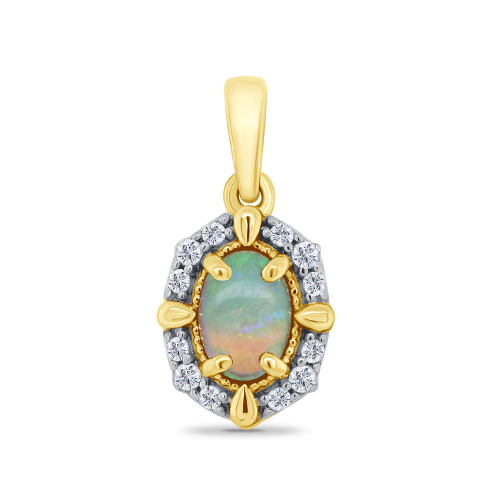 Opal and Diamond 9ct Yellow Gold Pendant