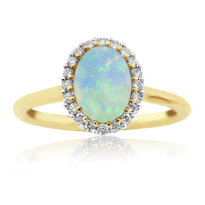 Opal and Diamond Yellow Gold Ring