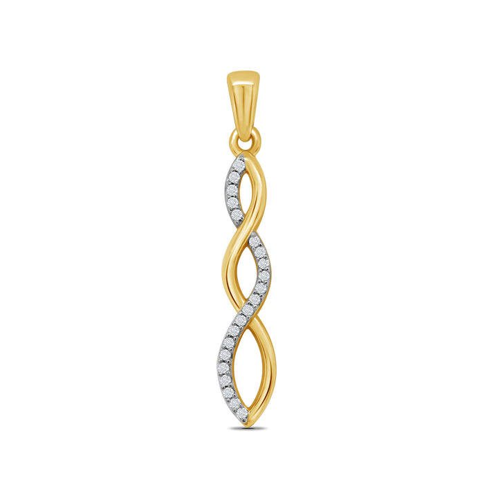Diamond 9ct Yellow Gold Interlocking Wave Pendant - Michael Jones Jeweller