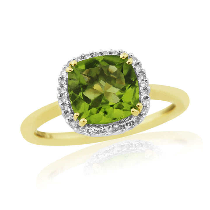 Peridot and Diamond 9ct Yellow Gold Cluster Ring - Michael Jones Jeweller
