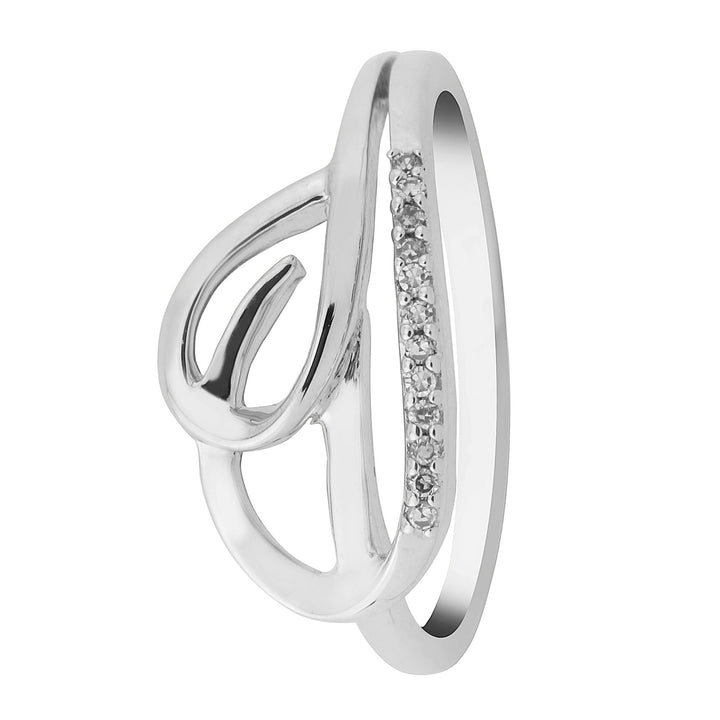 Leaf Shaped Diamond 9ct White Gold Ring - Michael Jones Jeweller