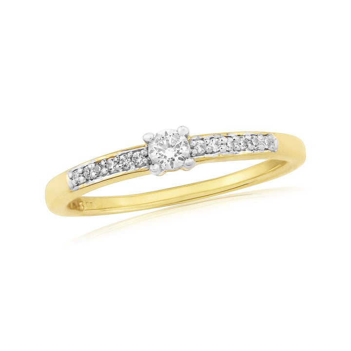 Diamond solitaire 9ct Yellow Gold Ring