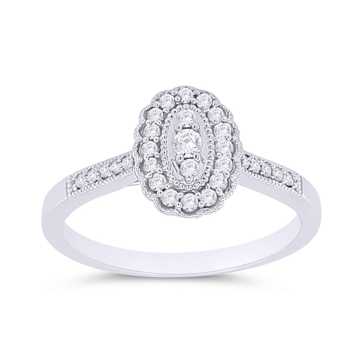Oval Diamond Cluster 9ct White Gold Ring