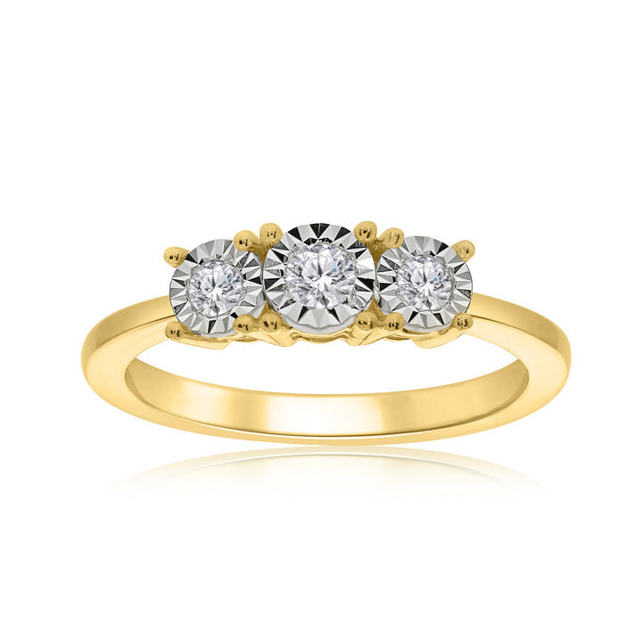 Diamond 9ct Yellow Gold Three Stone Engagement Ring