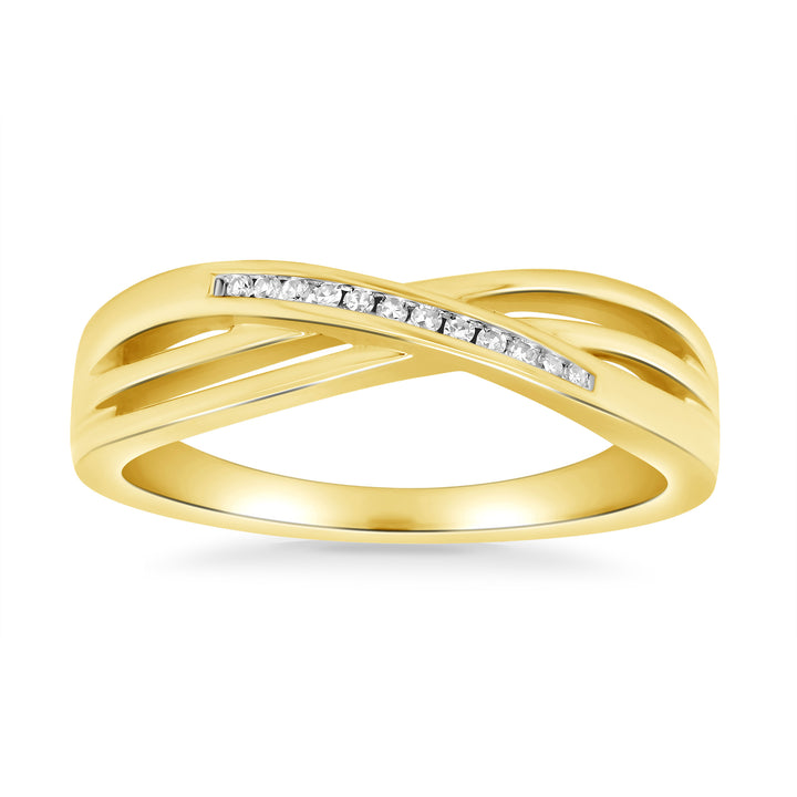 Diamond 9ct Yellow Gold Crossover Ring