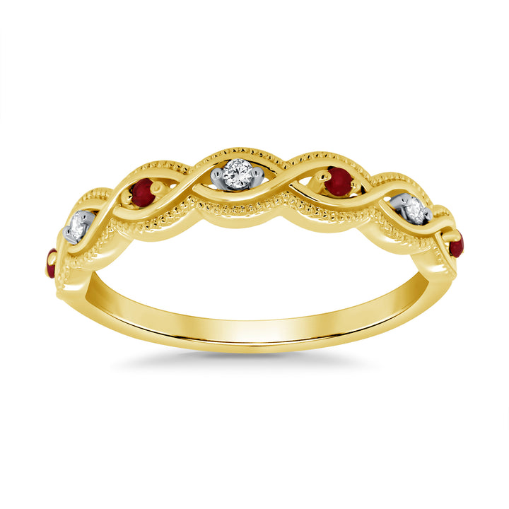 Ruby and Diamond 9ct Yellow Gold Half Eternity Ring