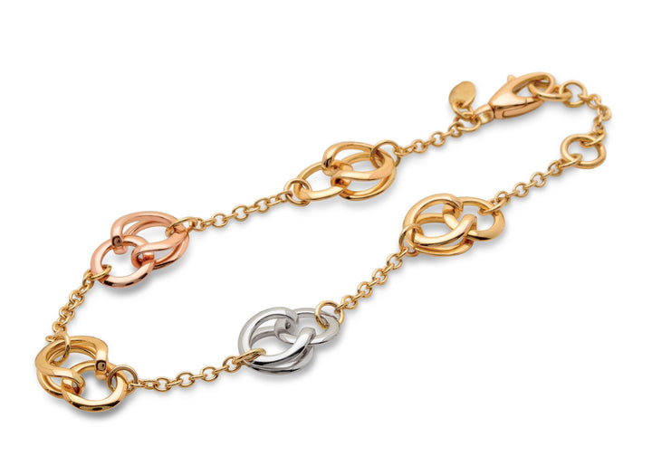 Figure of Eight Link 18ct Yellow, White and Rose Gold Bracelet