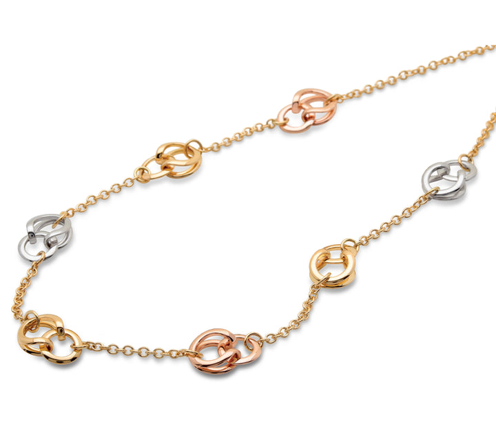 Figure of Eight Link 18ct Yellow, White and Rose Gold Necklace