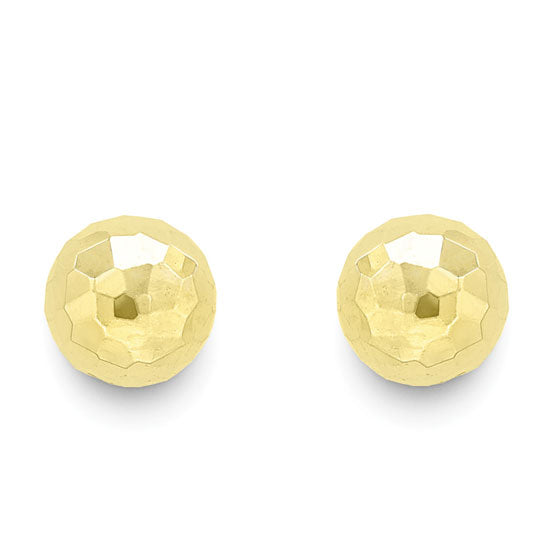 Hammered 9ct Yellow Gold 8mm Ball Stud Earrings