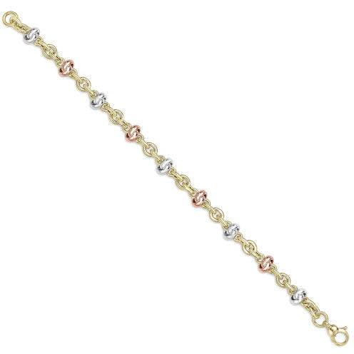 Knot Style 9ct Yellow, White and Rose Gold Bracelet - Michael Jones Jeweller
