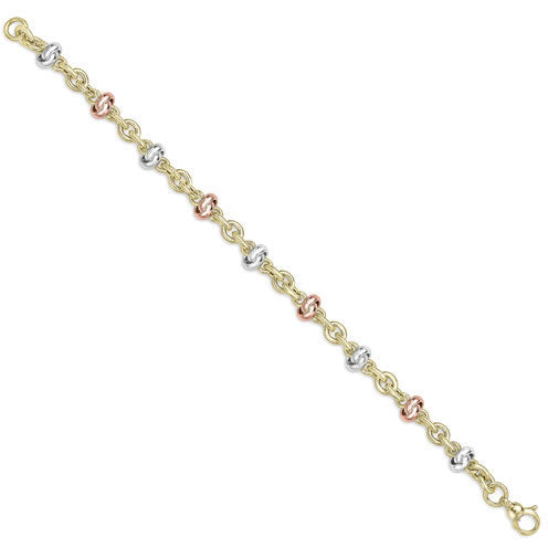 Knot Style 9ct Yellow, White and Rose Gold Bracelet