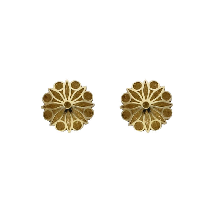 Domed Flower 9ct Yellow Gold 8mm Stud Earrings