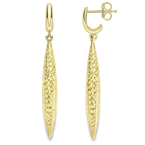 Torpedo Textured 9ct Yellow Gold Drop Earrings - Michael Jones Jeweller