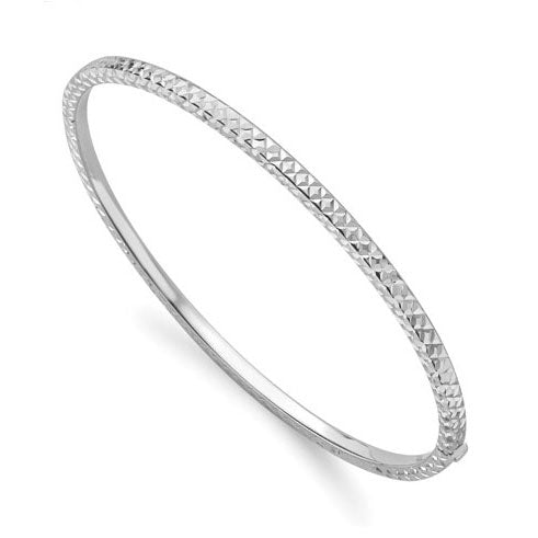 Patterned 9ct White Gold Bangle