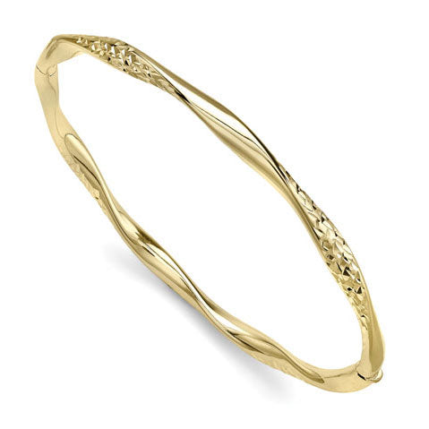 Patterned 9ct Yellow Gold Twist Bangle