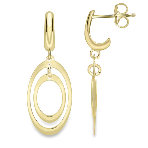 Oval 9ct Yellow Gold Drop Earrings