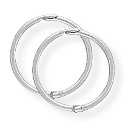 Hinged 12mm 9ct White Gold Sleeper Hoop Earrings - Michael Jones Jeweller