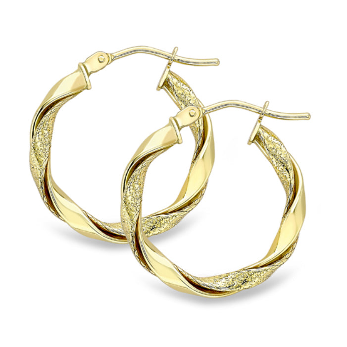 Twist 9ct Yellow Gold Hoop Earrings - Michael Jones Jeweller