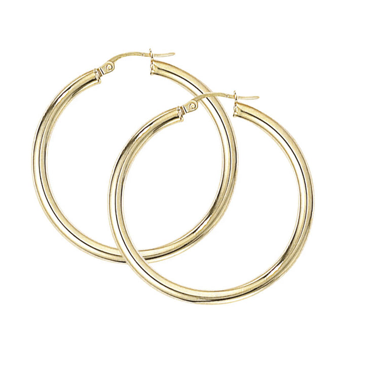 9ct Yellow Gold Hoop Earrings 35mm - Michael Jones Jeweller