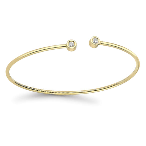 Diamond Torque Style 18ct Yellow Gold Bangle - Michael Jones Jeweller