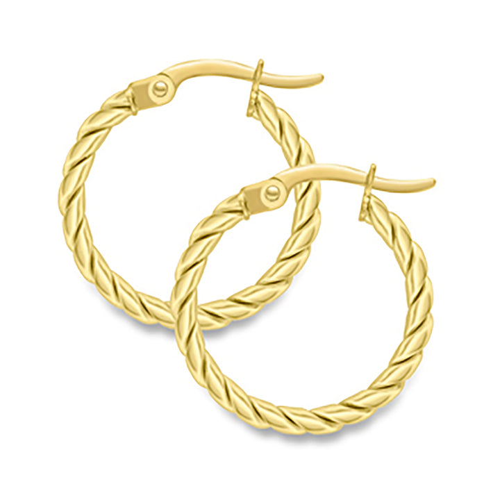 Twisted 9ct Yellow Gold Hoop Earrings - Michael Jones Jeweller