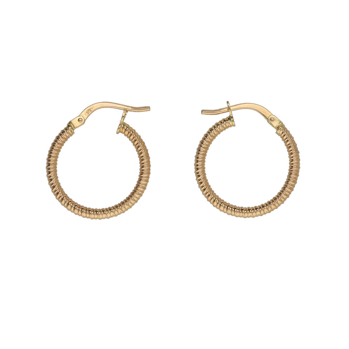 Ribbed 9ct Yellow Gold Hoop Earrings - Michael Jones Jeweller