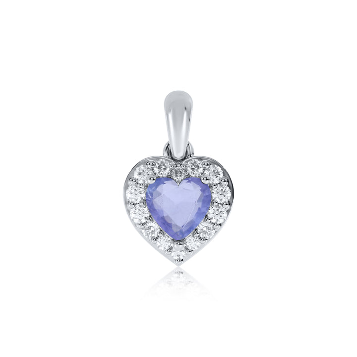 Tanzanite and Diamond 9ct White Gold Heart Pendant