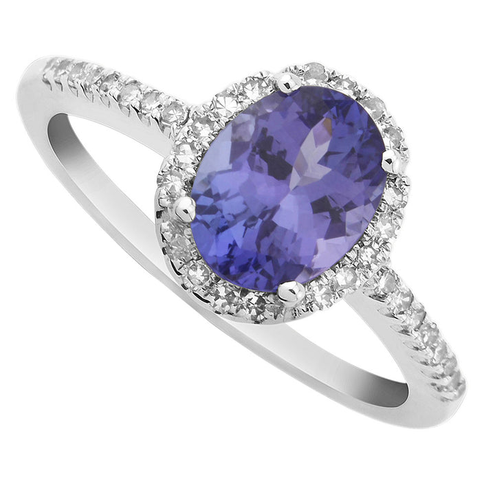 Tanzanite and Diamond 9ct White Gold Cluster Ring