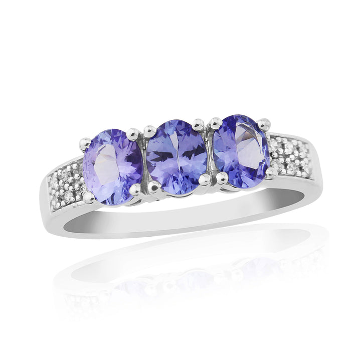 Tanzanite and Diamond 9ct White Gold Dress Ring