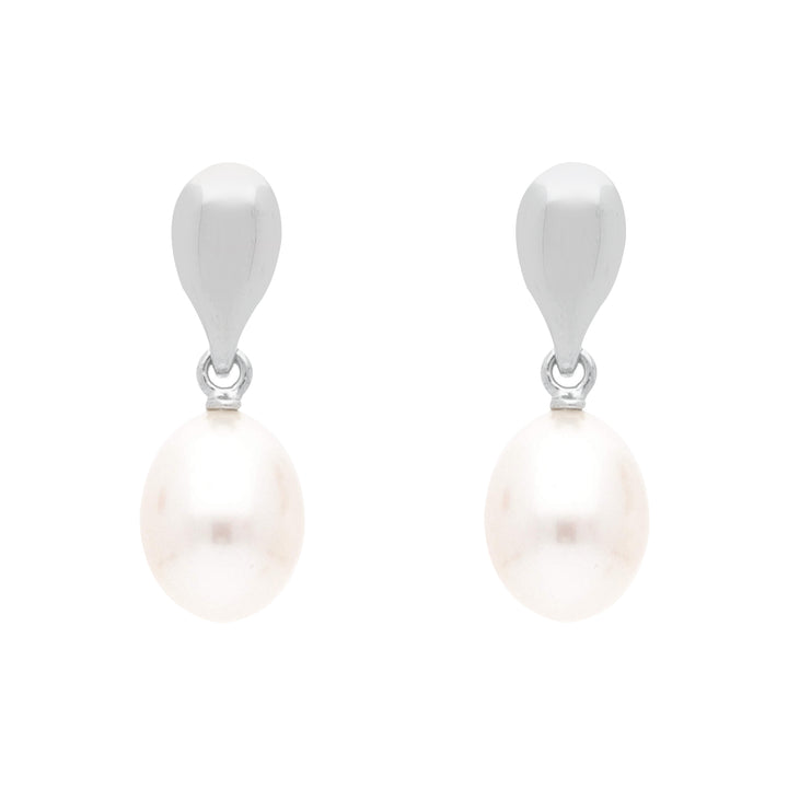 Cultured Pearl 18ct White Gold Drop Earrings - Michael Jones Jeweller