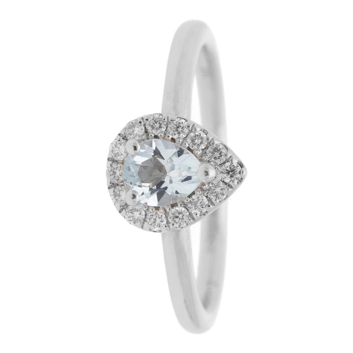 Aquamarine and Diamond Pear Shaped 9ct White Gold Cluster Ring - Michael Jones Jeweller