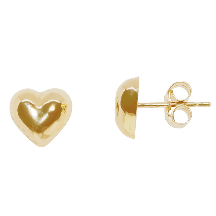 9ct Yellow gold Heart Stud Earrings