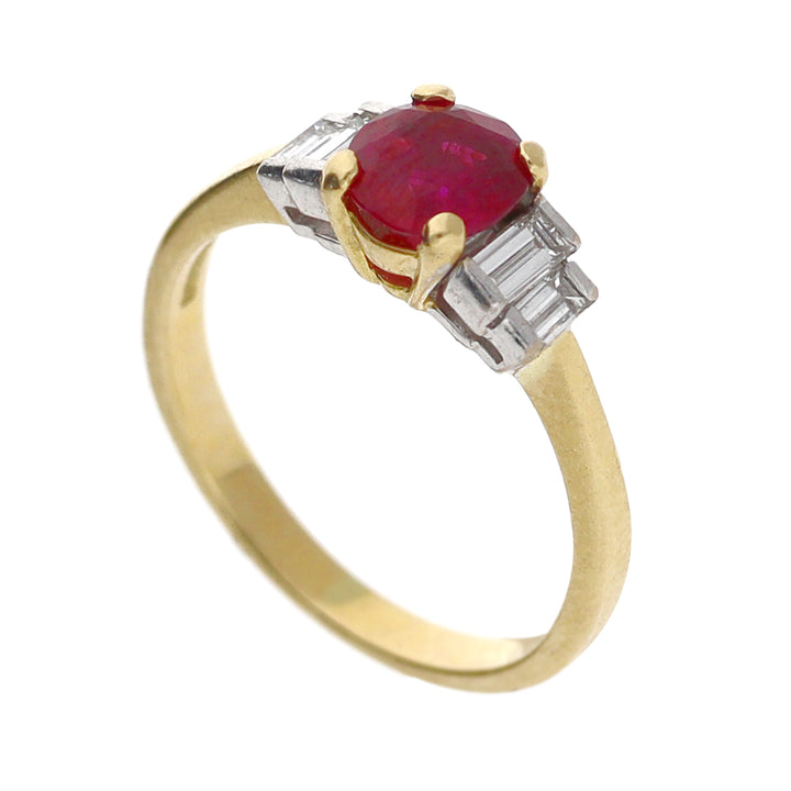 Pre-Owned Ruby and Diamond 18ct Yellow Gold Ring