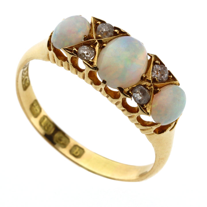 Pre-Owned Opal and Diamond Seven Stone Ring